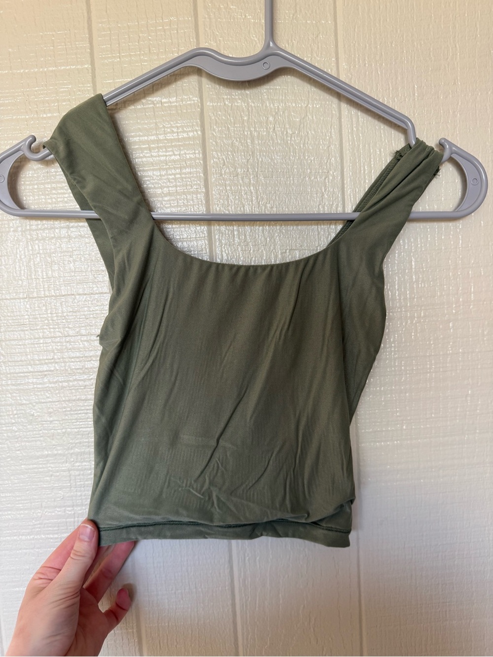 Olive Green Square Neck Crop Tank Top